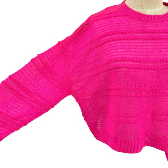 Anthropologie Pilcro Cashmere Sweater Hot Pink Cropped Oversize Size M/L NEW - Picture 3 of 6